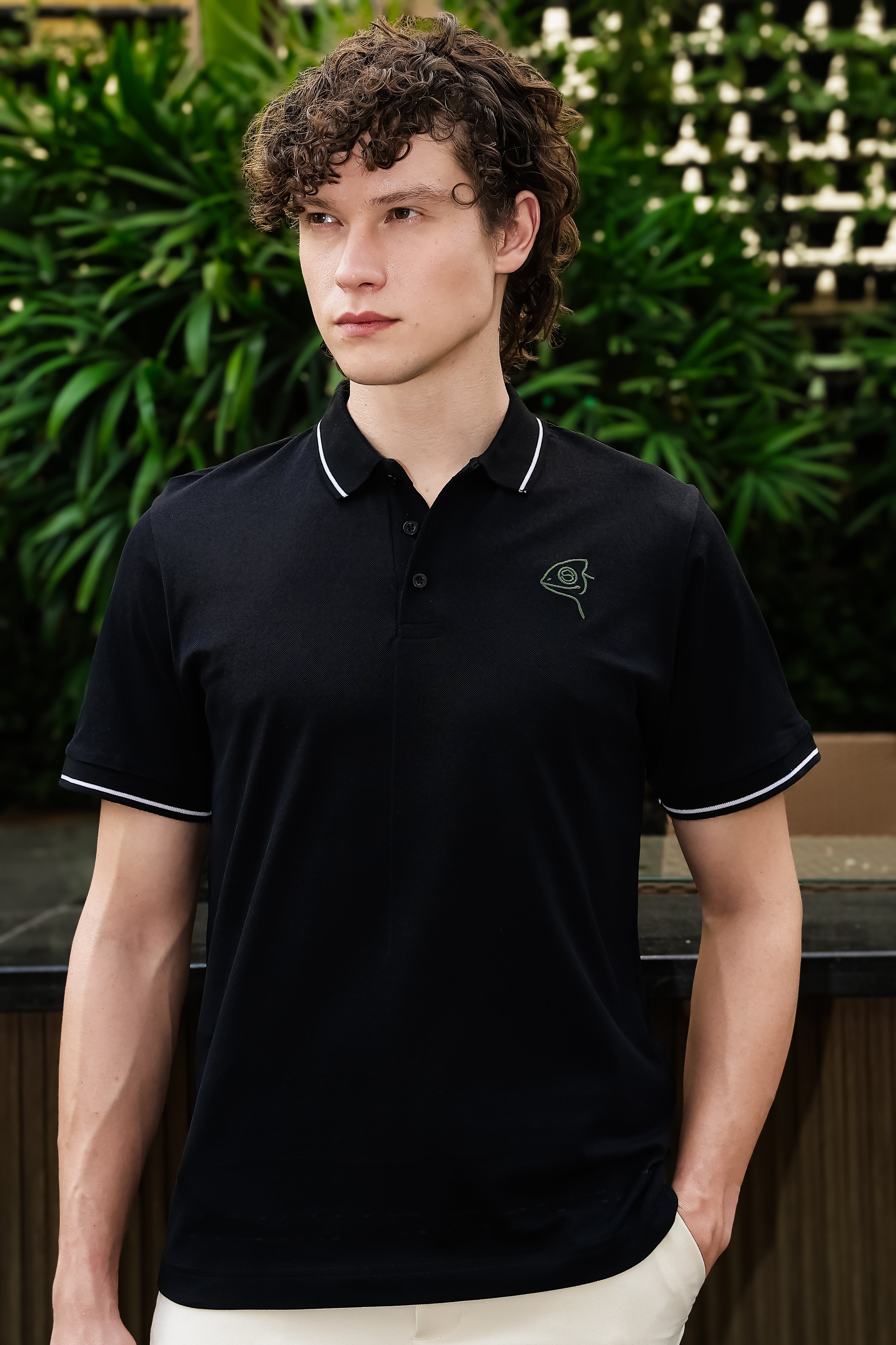 SAKES OG Black Mercerised Cotton Polo Tshirt