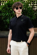 SAKES OG Black Mercerised Cotton Polo Tshirt