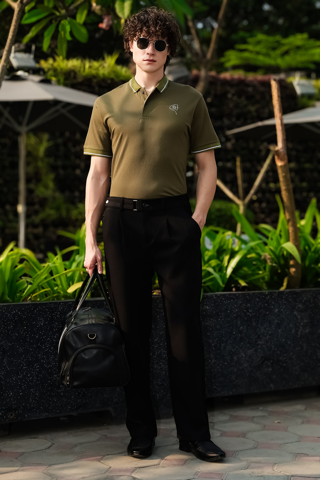 SAKES Military Green Mercerised Cotton Polo Tshirt