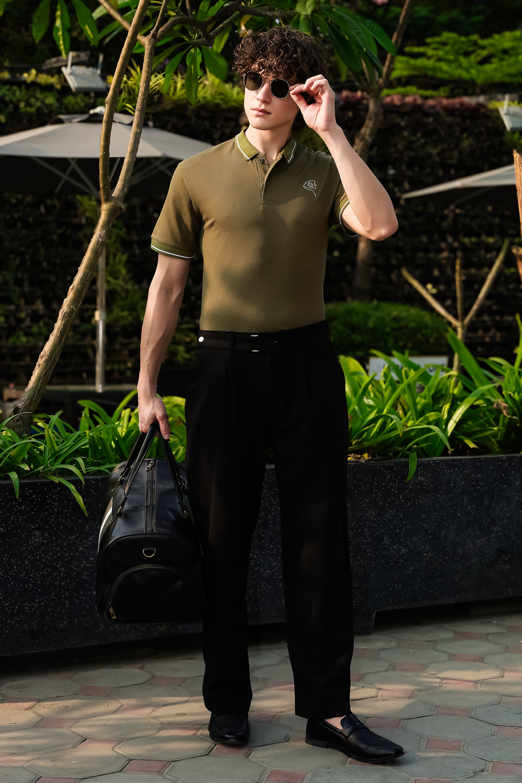 SAKES Military Green Mercerised Cotton Polo Tshirt