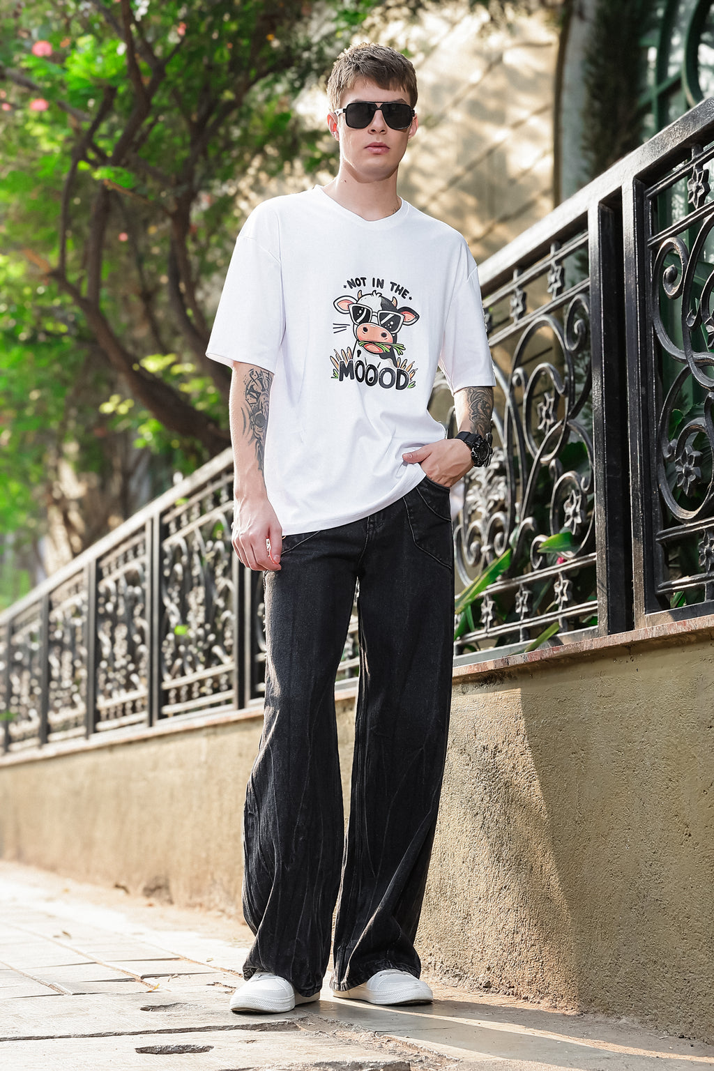 Moo Mood White Oversized Tshirt