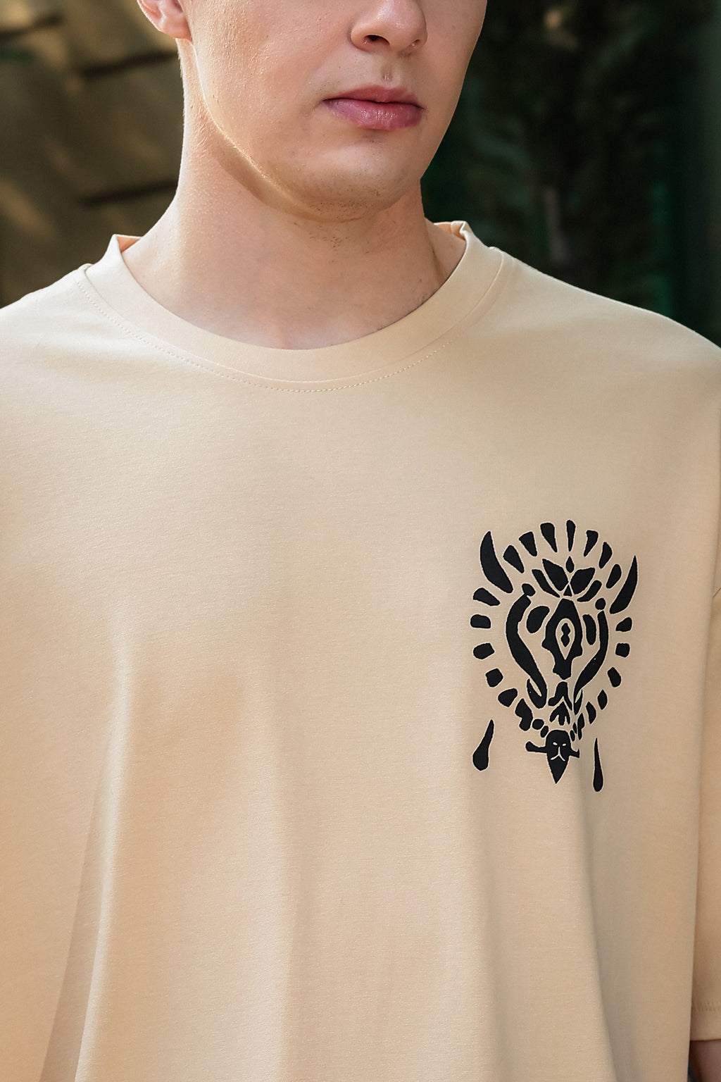 Tribal Spirit Beige Oversized Tshirt
