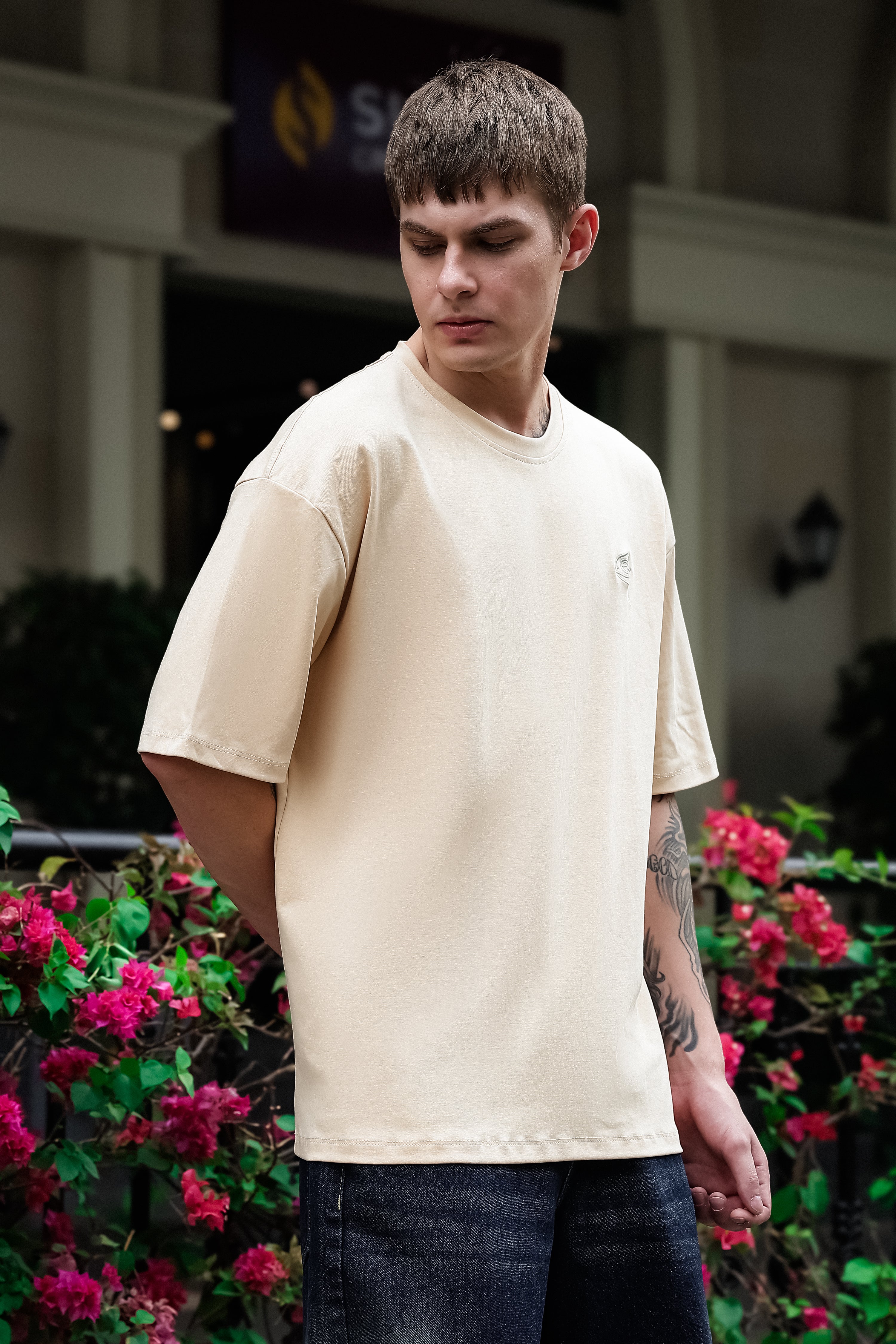Lazy Cat Beige Oversized Tshirt