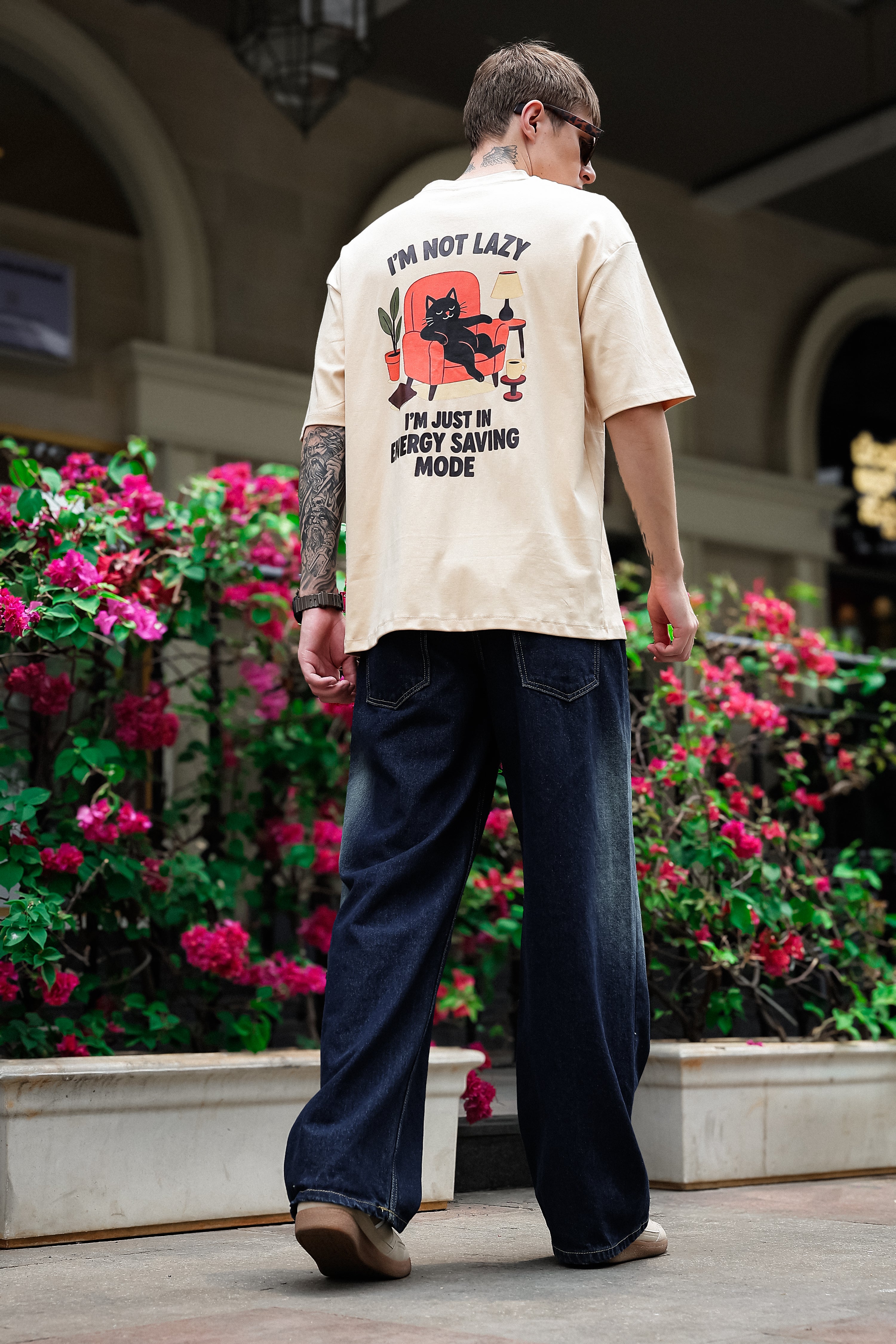 Lazy Cat Beige Oversized Tshirt
