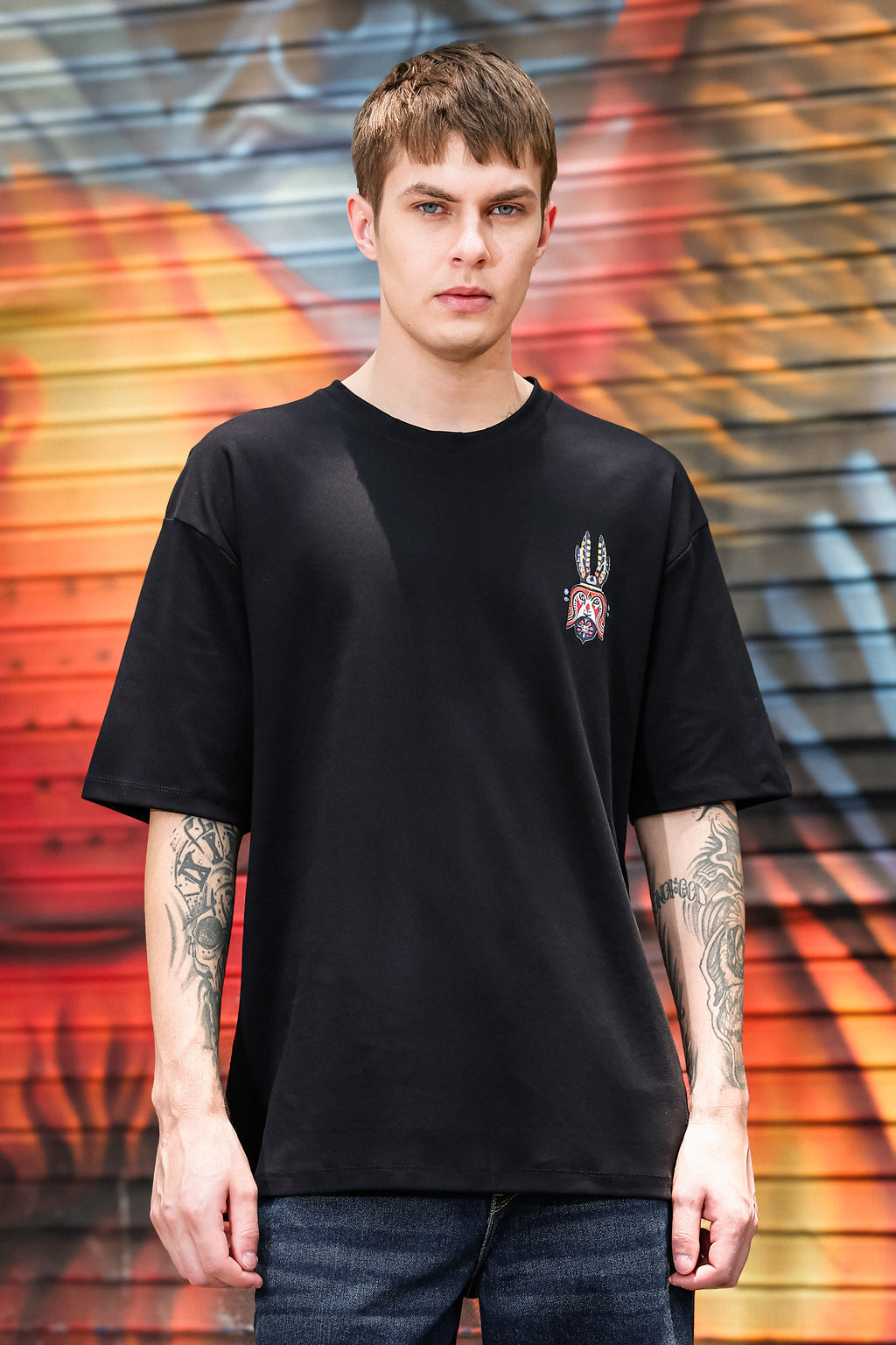 Earthen Mandala Black Oversized Tshirt