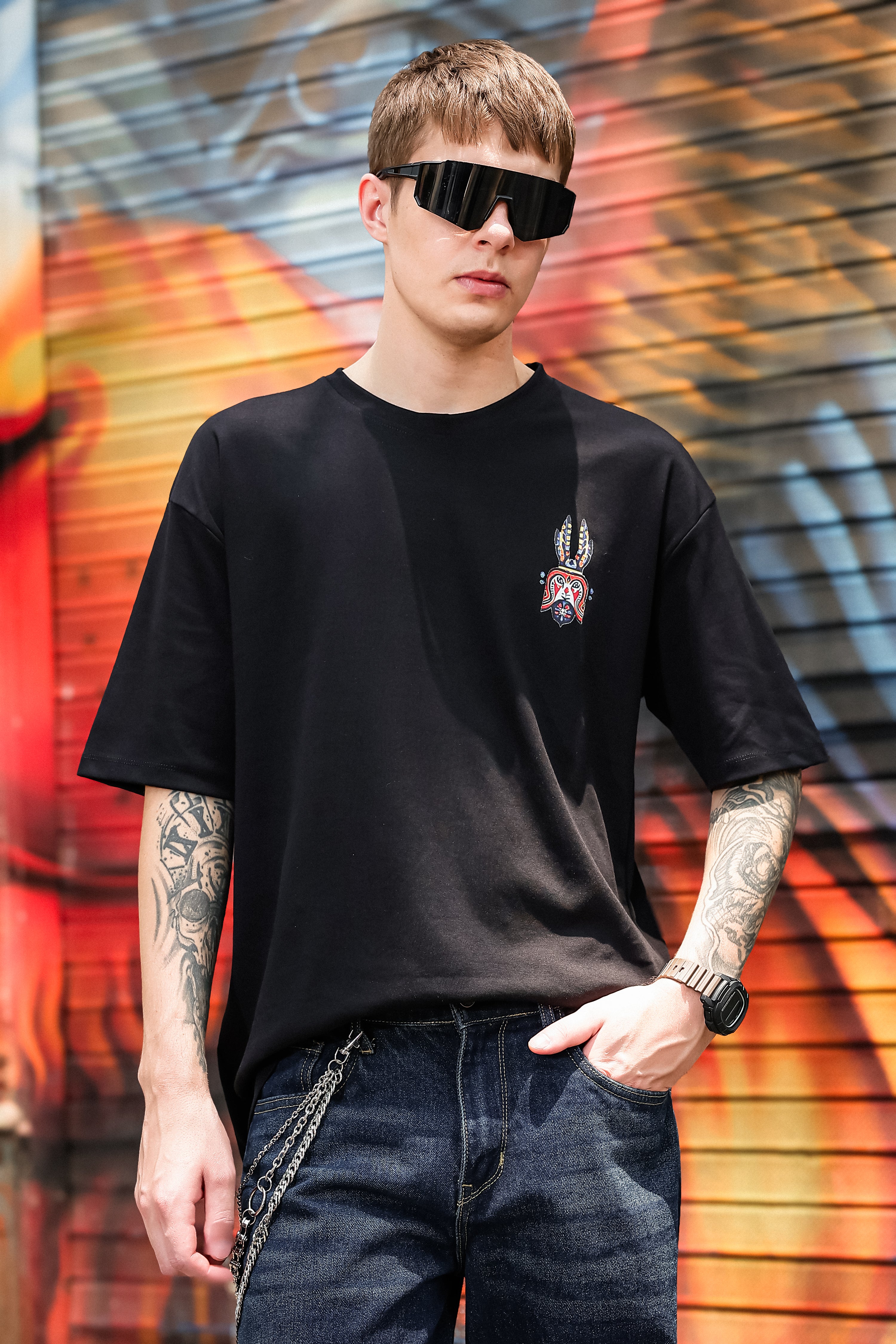 Earthen Mandala Black Oversized Tshirt
