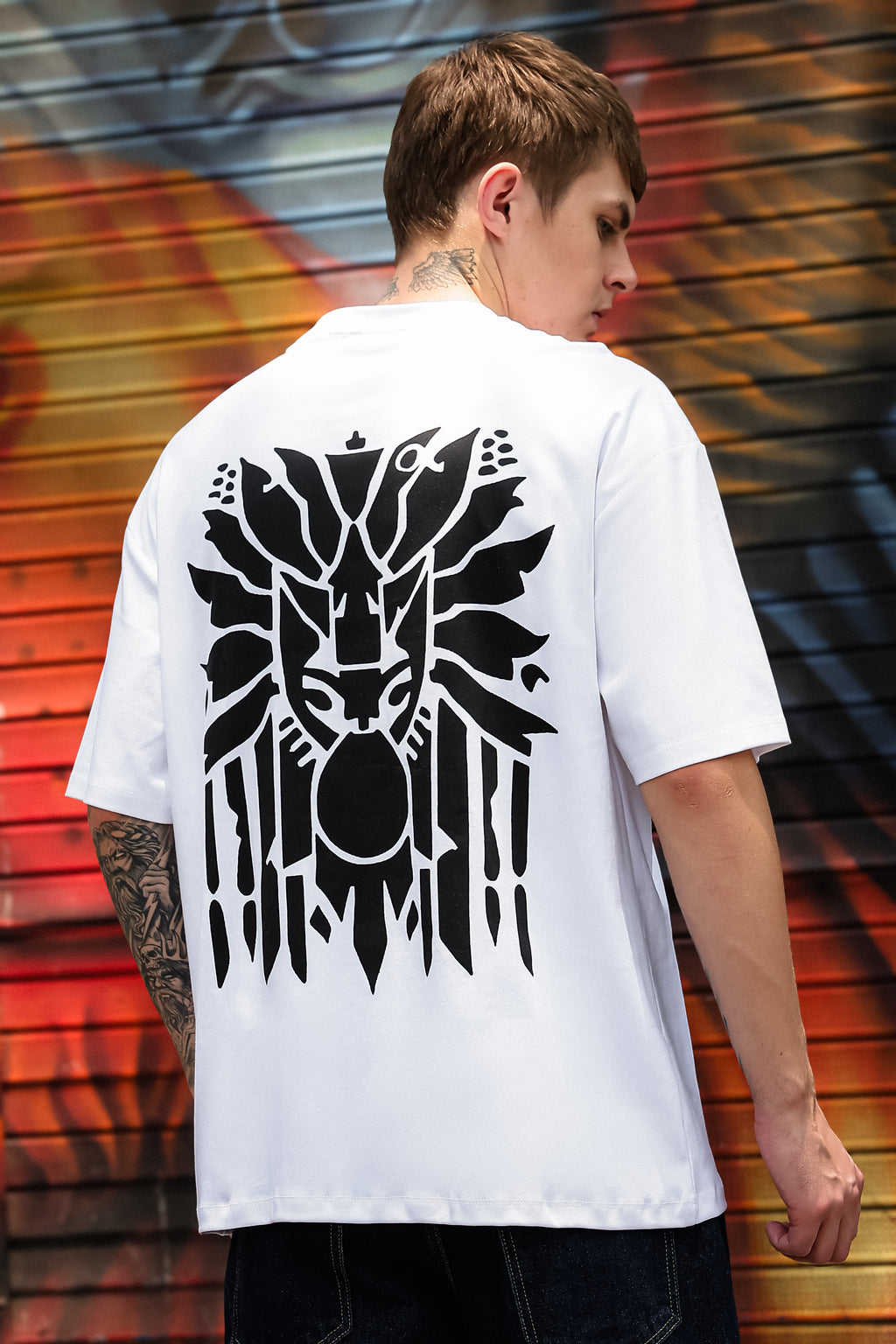 Tribal Spirit White Oversized Tshirt