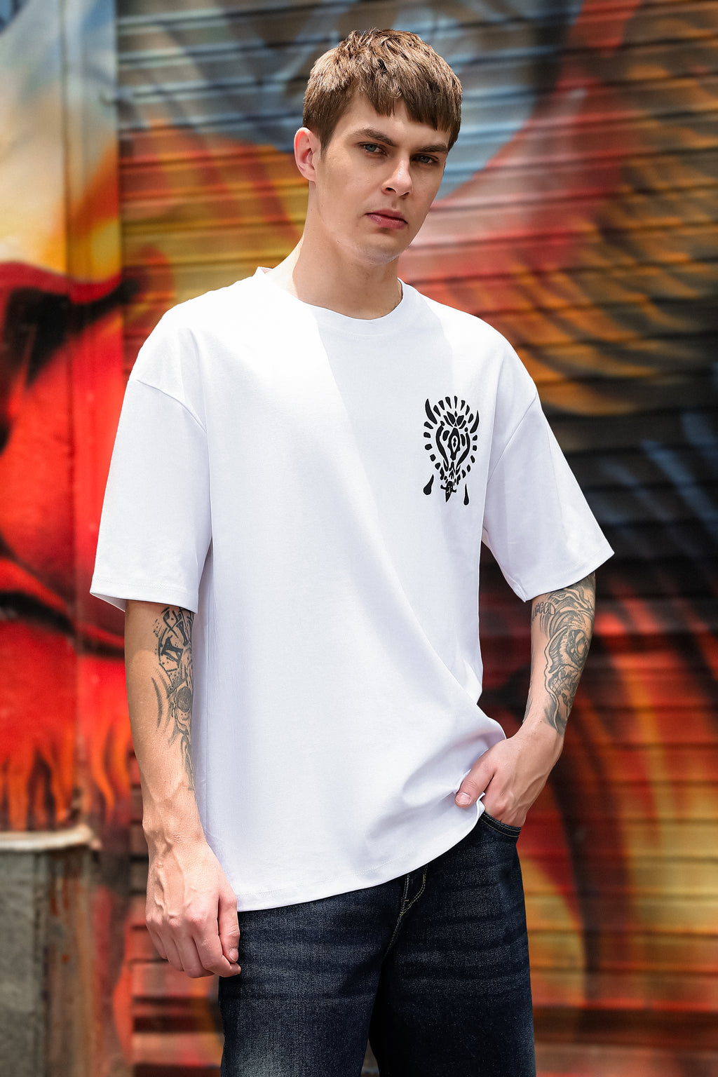 Tribal Spirit White Oversized Tshirt