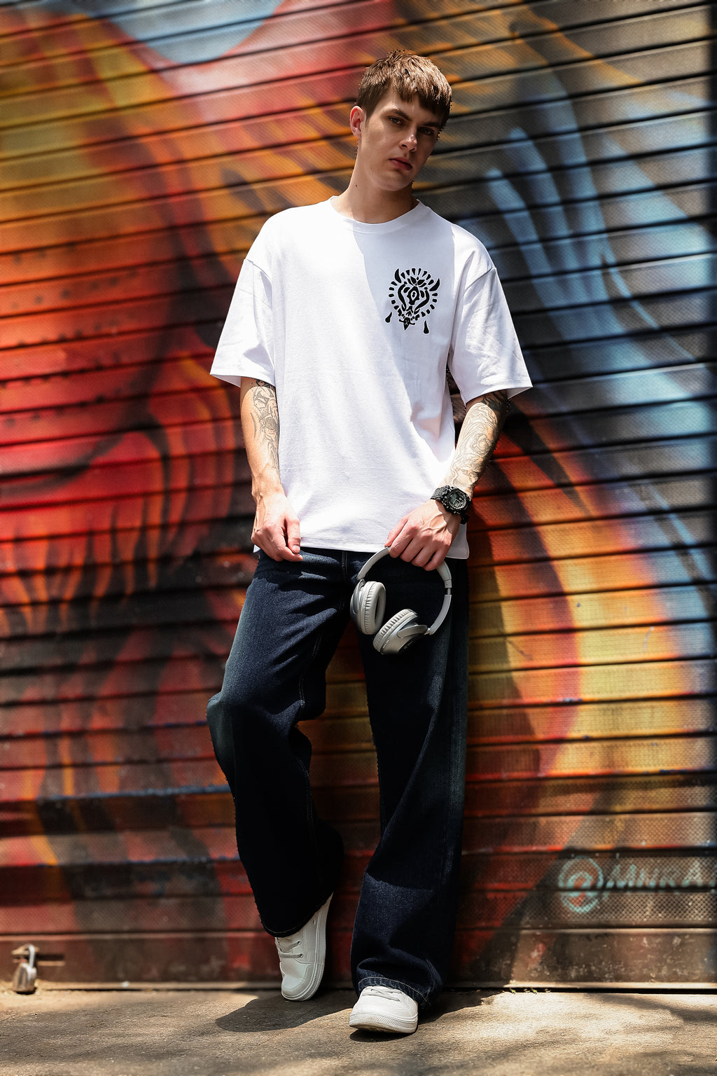 Tribal Spirit White Oversized Tshirt