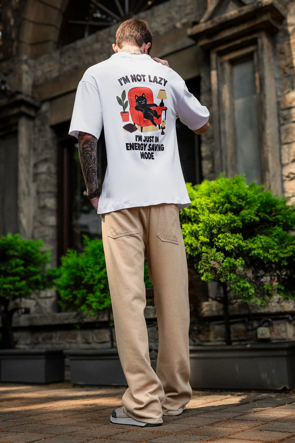Lazy Cat White Oversized Tshirt