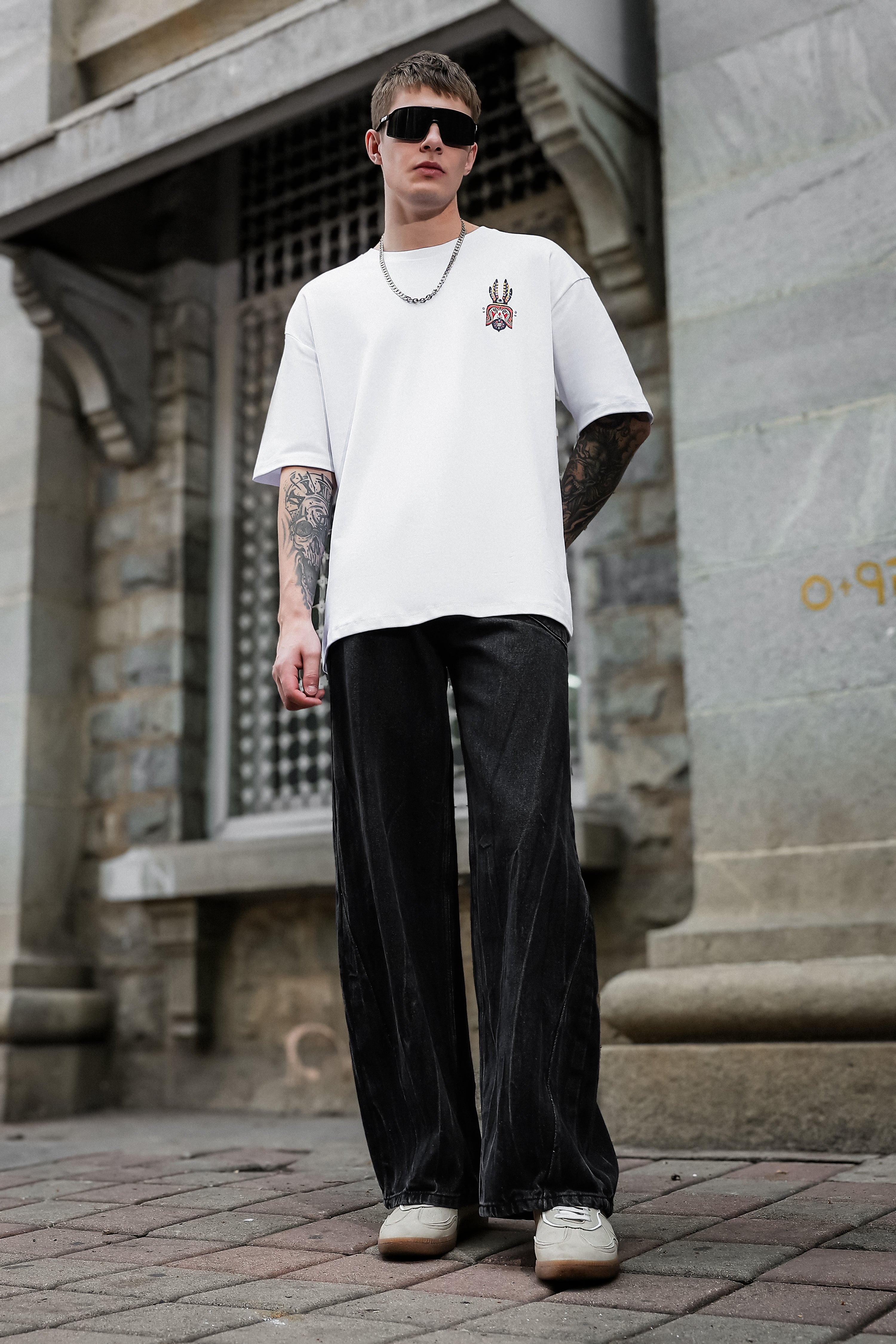 Earthen Mandala White Oversized Tshirt