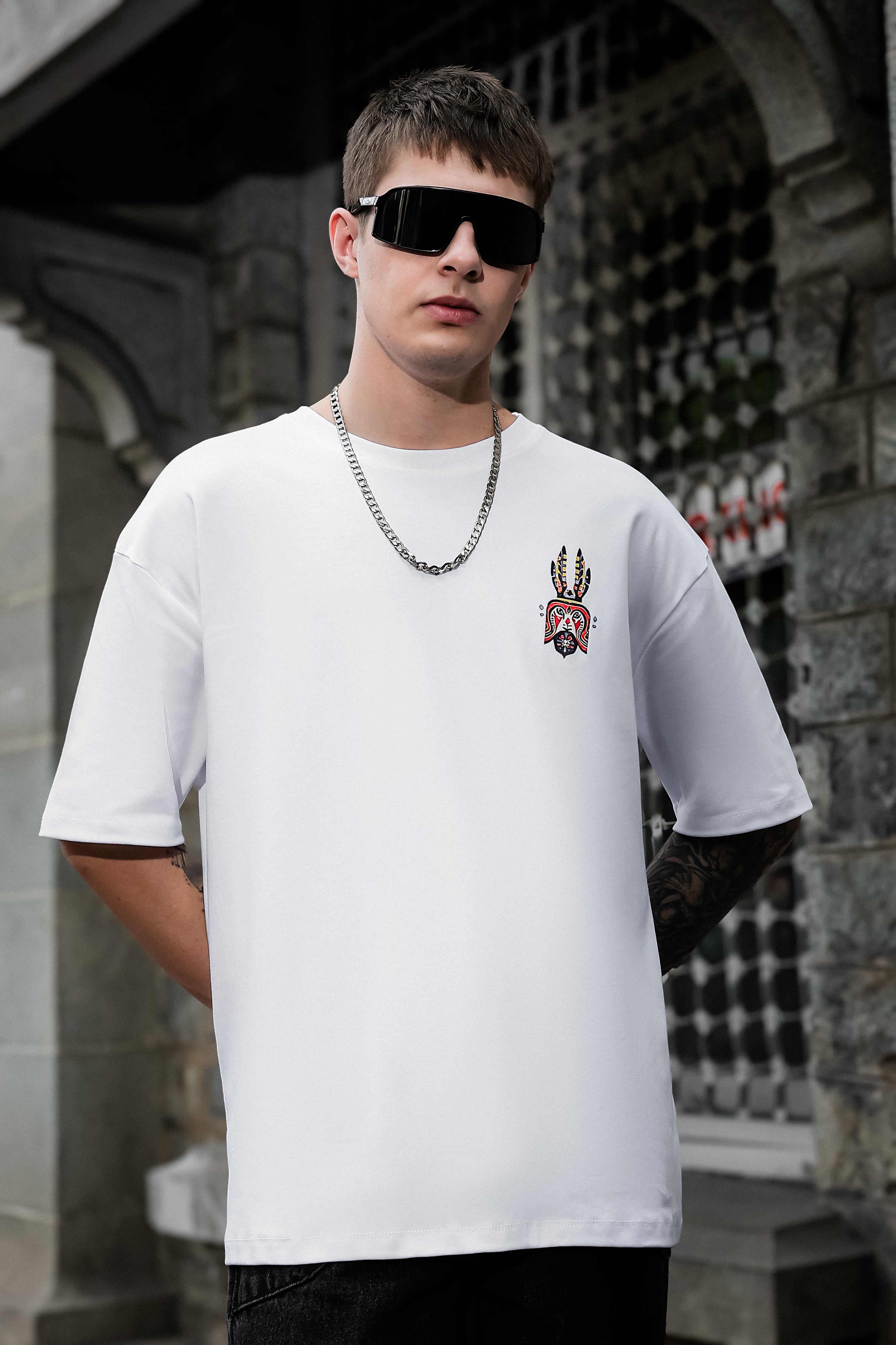 Earthen Mandala White Oversized Tshirt