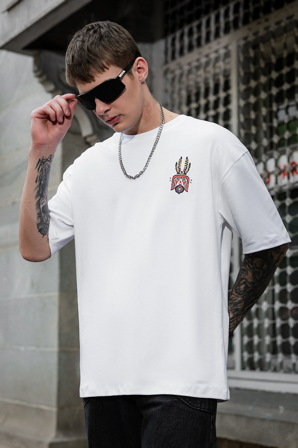 Earthen Mandala White Oversized Tshirt