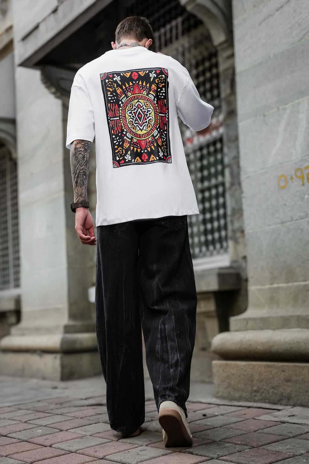 Earthen Mandala White Oversized Tshirt