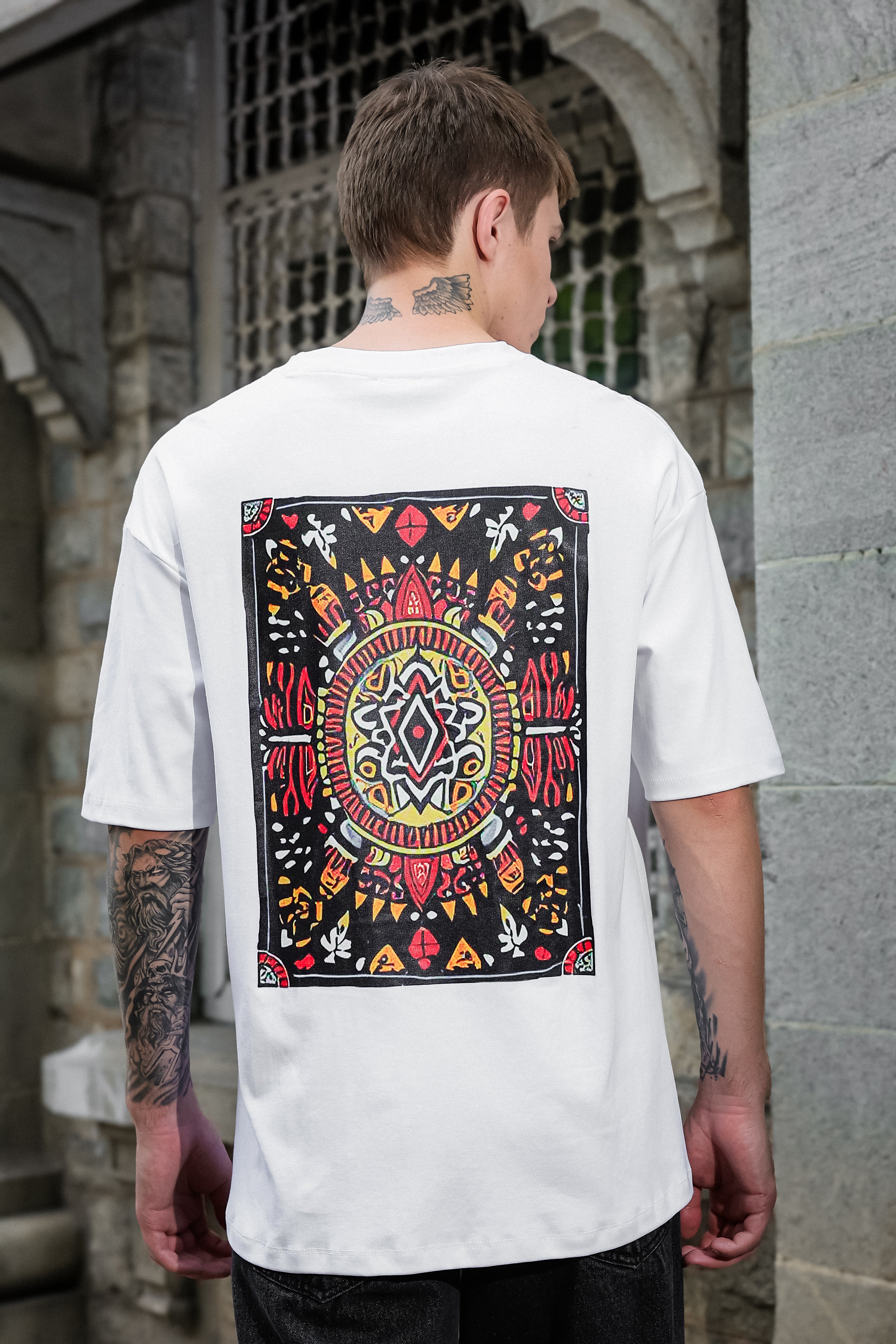 Earthen Mandala White Oversized Tshirt